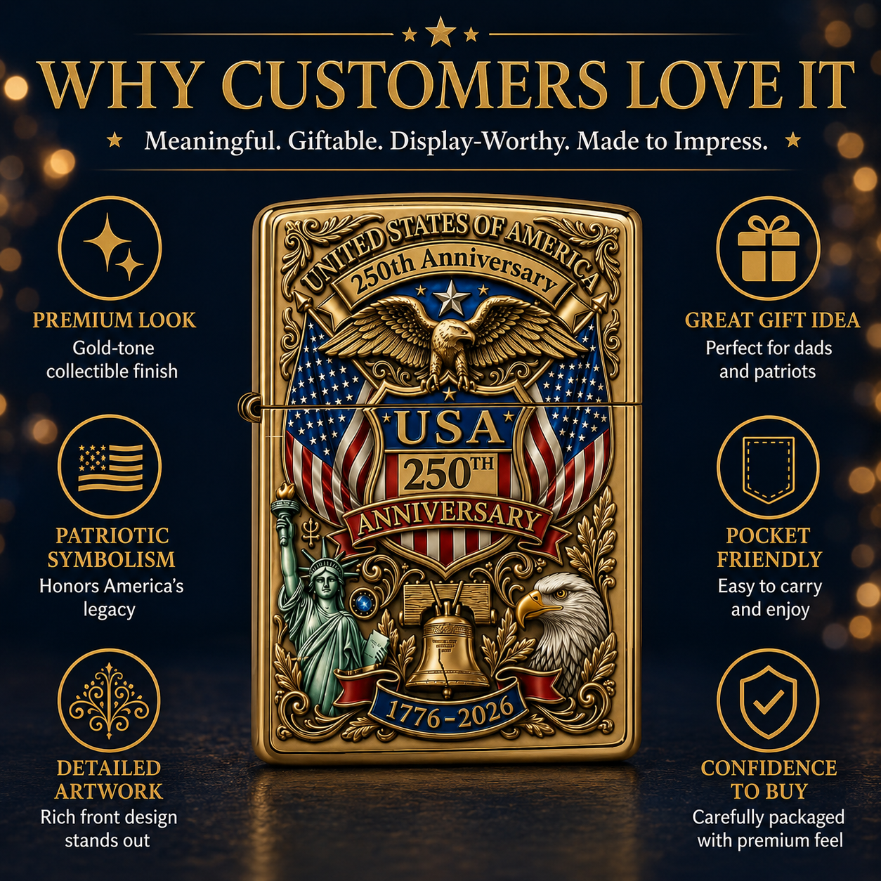 Cumonu™ Limited Edition 1776–2026 Semiquincentennial Commemorative Lighter