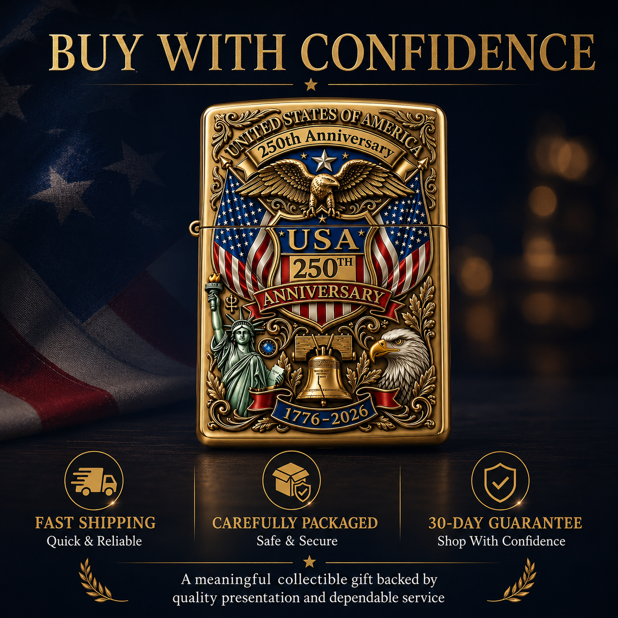 Cumonu™ Limited Edition 1776–2026 Semiquincentennial Commemorative Lighter