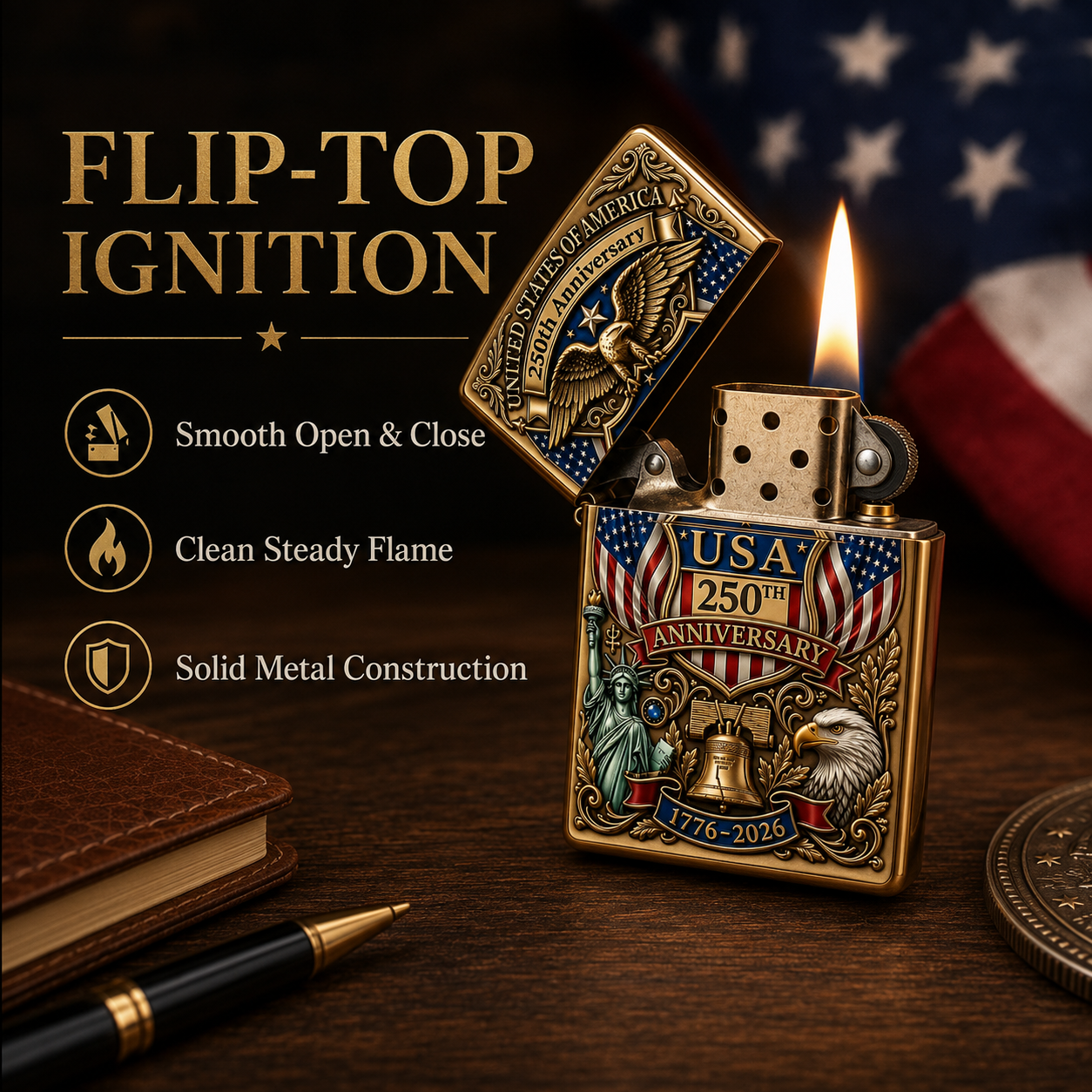 Cumonu™ Limited Edition 1776–2026 Semiquincentennial Commemorative Lighter